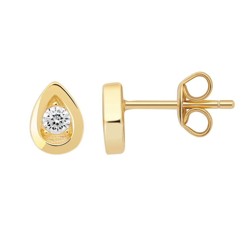 Crislu Teardrop Frame Stud Earrings in Yellow Gold